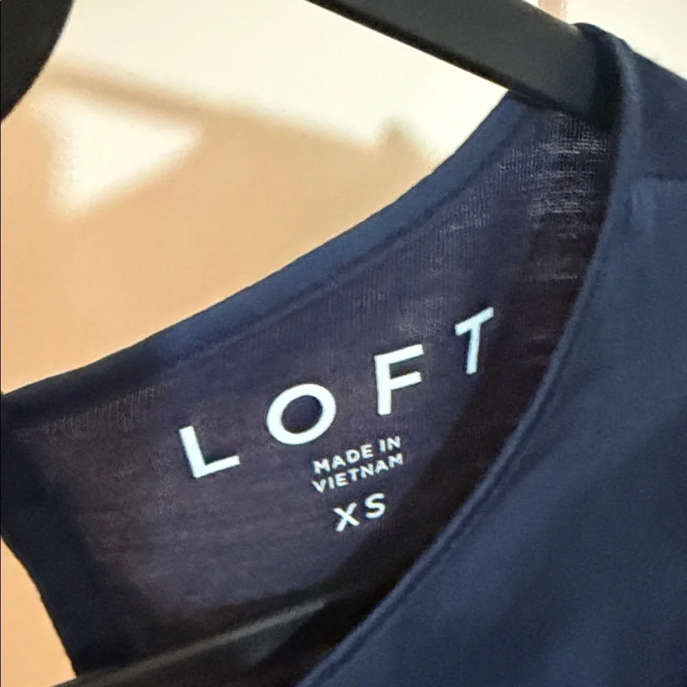 LOFT Navy Ruffled Blouse - Picture 7 of 7